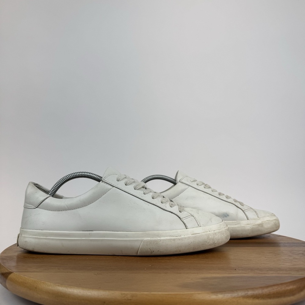 Mens Vince Fulton White Leather Casual Lace Up Low Sneakers Shoes Size 8.5 M GUC
